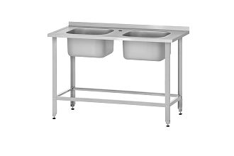 Ванна моечная цельнотянутая ВМЦп - 1000x700x860 Profi Inox, 2 м/о 400x500x250, борт, отв. д/смесит.