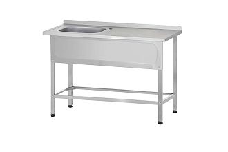Ванна с рабочей поверхностью РПЦп - 1200x700x860 Profi Inox левая, 1 м/о 500x500x300, борт, отв. д/смесит.