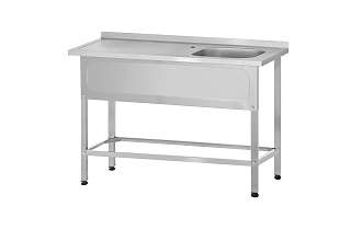 Ванна с рабочей поверхностью РПЦп - 1200x600x860 Profi Inox правая, 1 м/о 400x400x250, борт, отв. д/смесит.