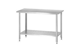 Стол производственный СПРн - 600x600x860 Norma Inox (полка перфорация, ножка угловая)